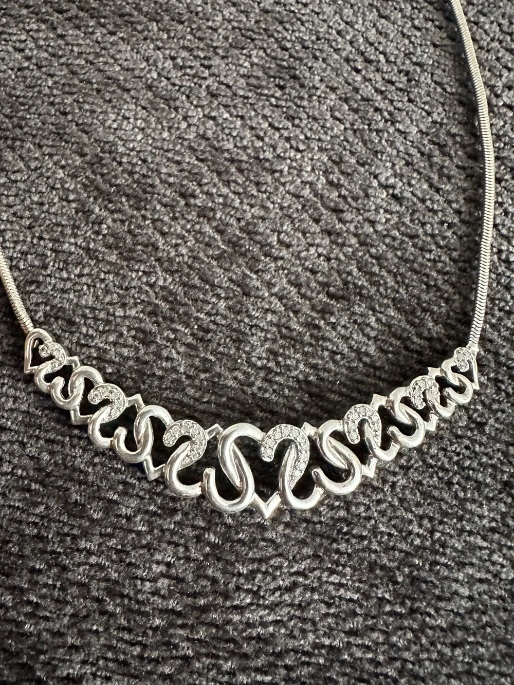 925 Sterling silver diamond heart necklace